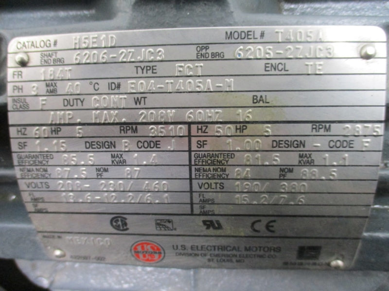 ANSIMAG K326-0A W/ US MOTORS M5E1D 208-230/460V 13.6-12.2/6.1A 4.625" NSNP