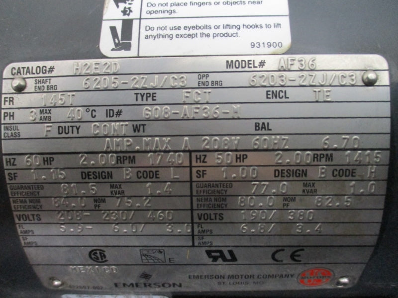 ANSIMAG K326-0A W/ US MOTORS H2E2D 208-230/460V 5.9-6.0/3.0A 285PSI 6.45" NSNP