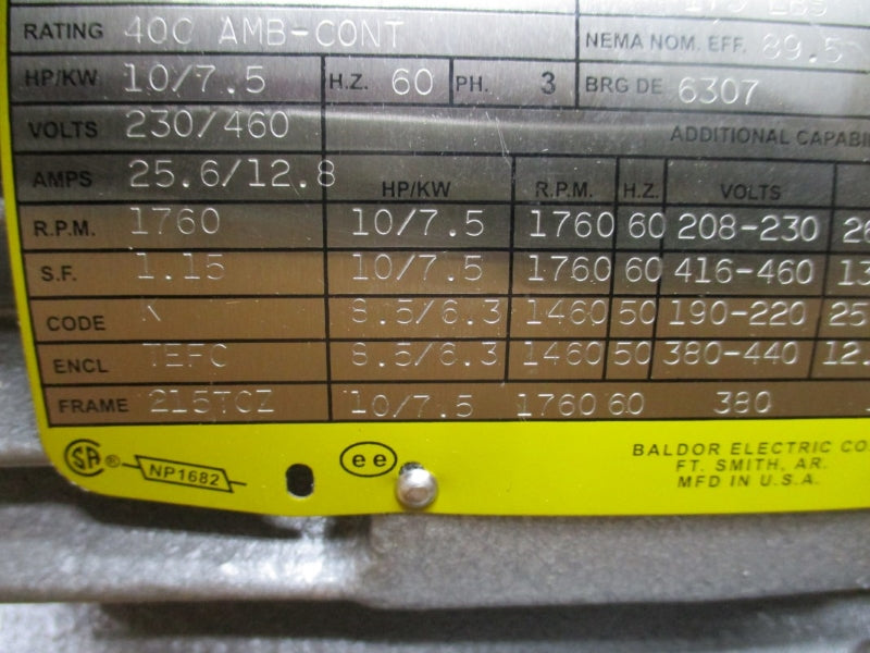 BUSCH RA0255.D506.1001 0993.908.853 W/ BALDOR 0624.912.884 07J808X787H2 230/460V 25.6/12.8A NSMP