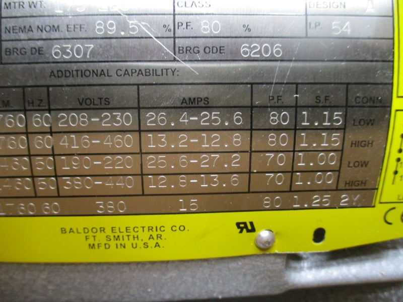 BUSCH RA0255.D506.1001 0993.908.853 W/ BALDOR 0624.912.884 07J808X787H2 230/460V 25.6/12.8A NSMP