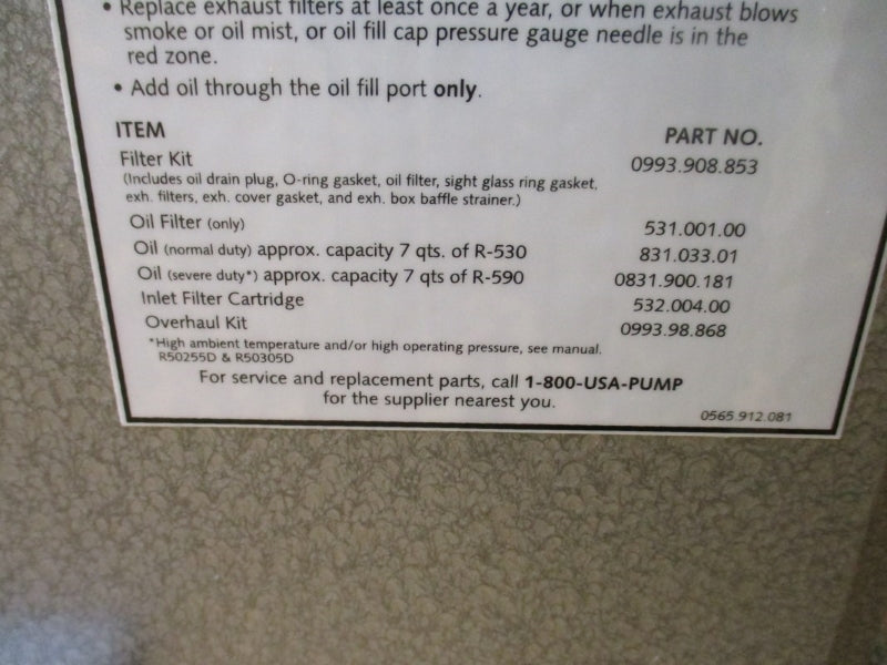 BUSCH RA0255.D506.1001 0993.908.853 W/ BALDOR 0624.912.884 07J808X787H2 230/460V 25.6/12.8A NSMP