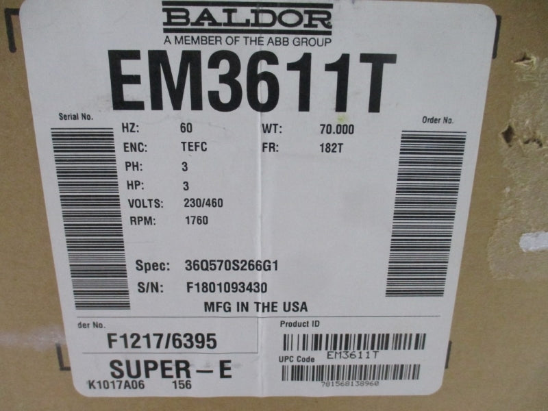 BALDOR EM3611T 230/460V 8.4/4.2A NSMP