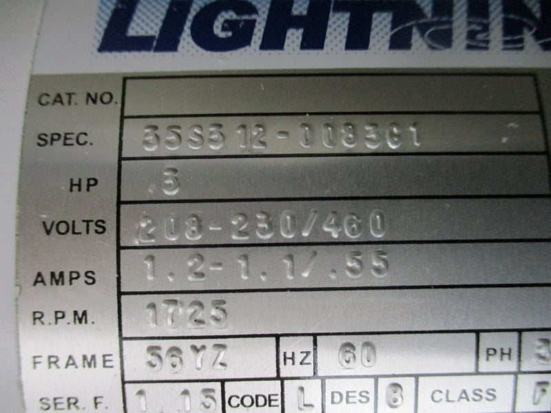 LIGHTNIN XJSS30 W/ 35S312-0083G1 208-230/460V 1.2-1.1/.55A NSMP