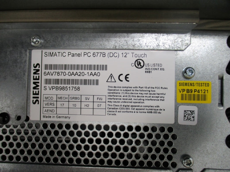 SIEMENS 6AV7870-0AA20-1AA0 12" NSMP