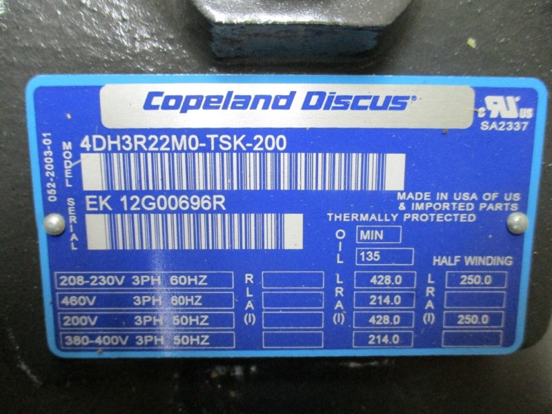 COPELAND DISCUS 4DH3R22M0-TSK-200 460V 428.0A NSMP