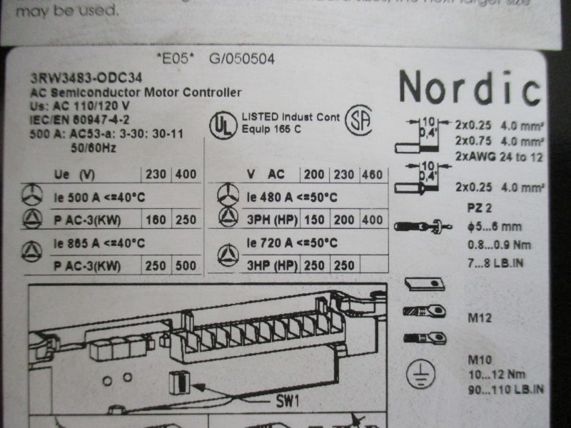 SIEMENS 3RW3483-0DC34 200-460V 500A NSMP