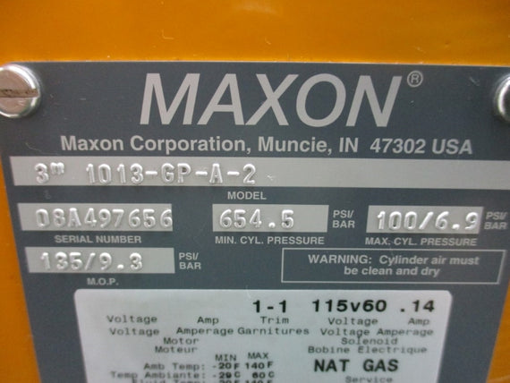 MAXON 1013-GP-A-2 115V .14A 654.5PSI NSNP
