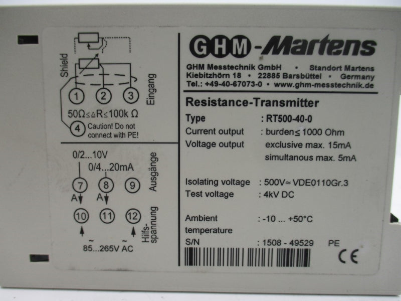 GHM-MARTENS RT500-40-0 85-265VAC NSNP