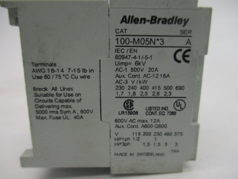 ALLEN BRADLEY 100-M05ND3 SER. A 110-120V NSNP