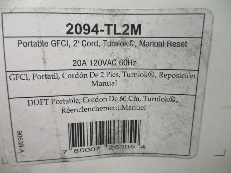 PASS & SEYMOUR 2094-TL2M 120VAC 20A 2' NSMP