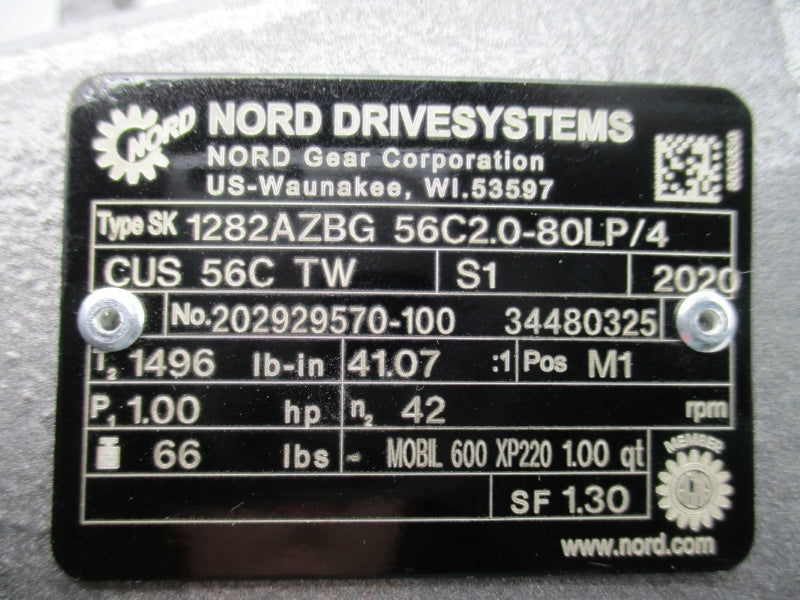 NORD SK80LP/4 CUS56CTW SK1282AZBG56C2.0-80LP/4 230/460V 3.14/1.57A NSNP