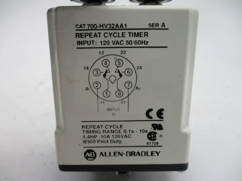 ALLEN BRADLEY 700-HV32AA1 SER. A 120VAC 10A 0.1-10S (WH) NSMP