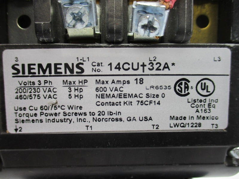 SIEMENS 14CUB32AG 190-220/220-240V 18A NSNP