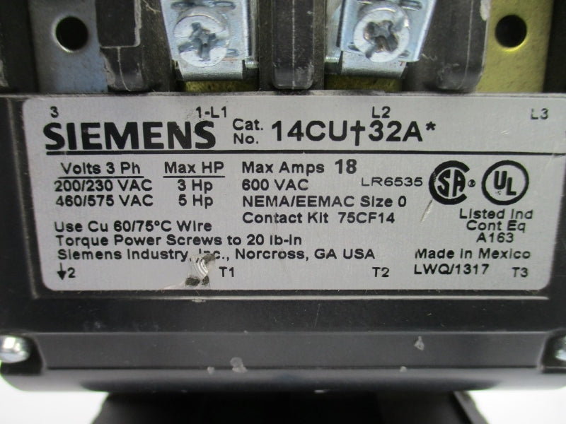 SIEMENS 14CUC32AG 190-220/220-240V 18A NSNP