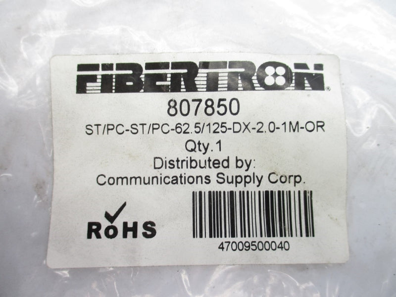 FIBERTRON 807850 ST/PC-ST/PC-62.5/125-DX-2.0-1M-OR NSMP