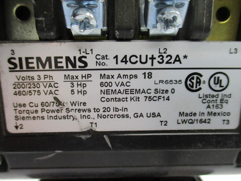 SIEMENS 14CUD32AF 110/120V 18A NSNP
