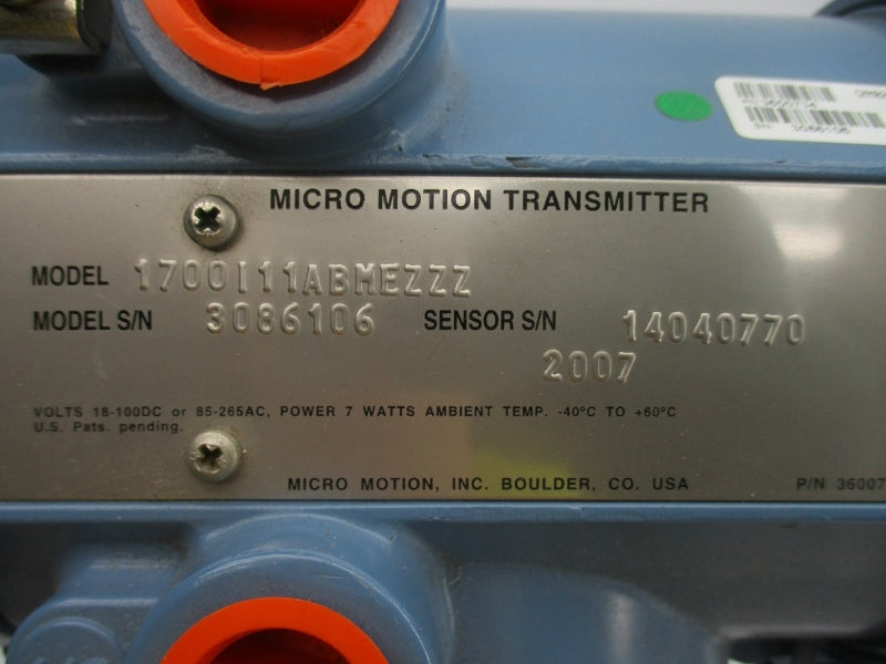 MICRO MOTION R025S113NCAMEZZZZ 1700I11ABMEZZZ NSNP