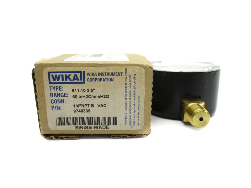 WIKA 9748339 611.10 60INH2O/MMH2O 2.5" NSMP