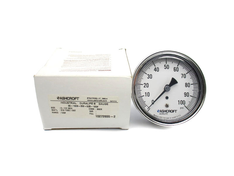 ASHCROFT 35-1009-SW-02B-100# 0-100PSI 3-1/2" NSMP