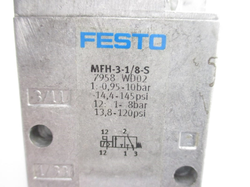 FESTO MFH-3-1/8-S 7958 -14.4-145PSI NSMP