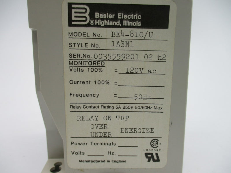 BASLER ELECTRIC BE4-810/U 1A3N1 120VAC NSNP