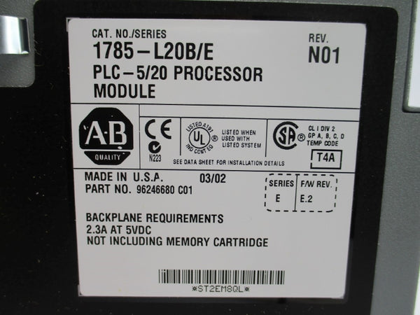 ALLEN BRADLEY 1785-L20B SER. E F/W E.2 5VDC 2.3A NSMP