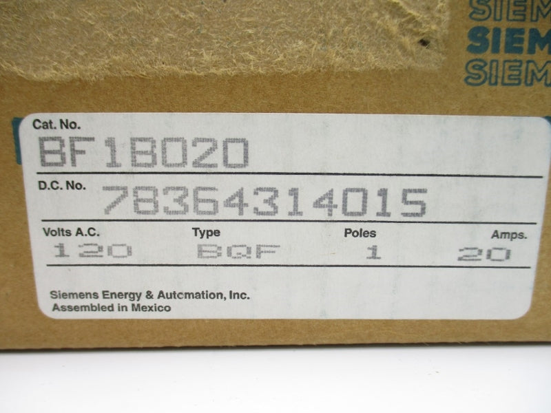 SIEMENS BF1B020 120VAC 20A NSMP