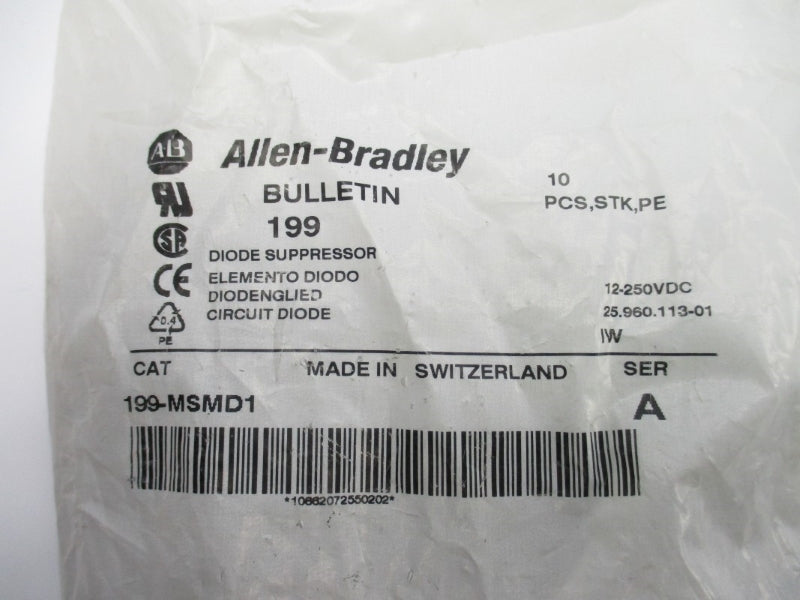 ALLEN BRADLEY 199-MSMD1 SER. A 12-250VDC (PKG OF 10) NSMP