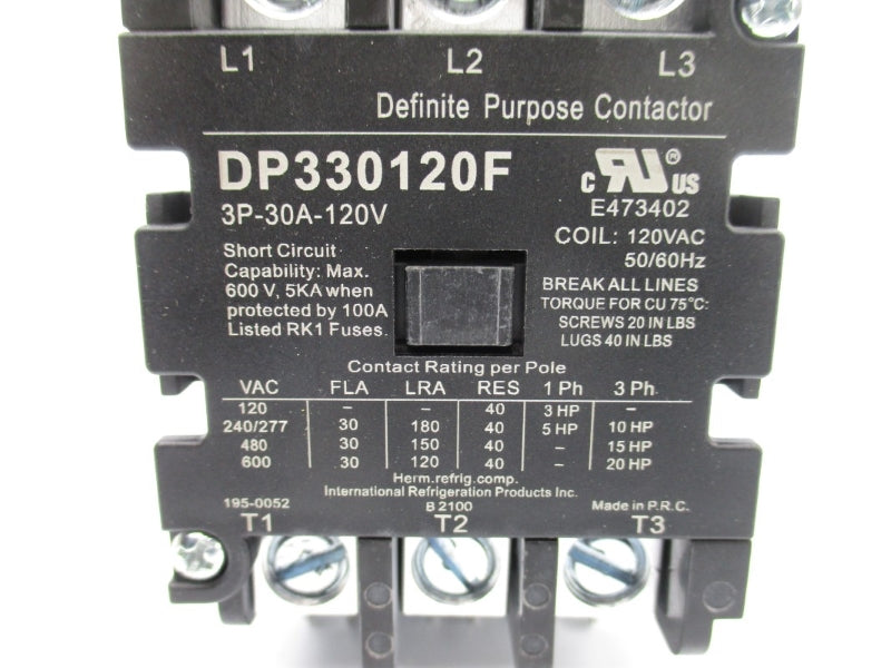 INTERNATION REFRIGERATION PRODUCTS DP330120F 120VAC 30A NSMP