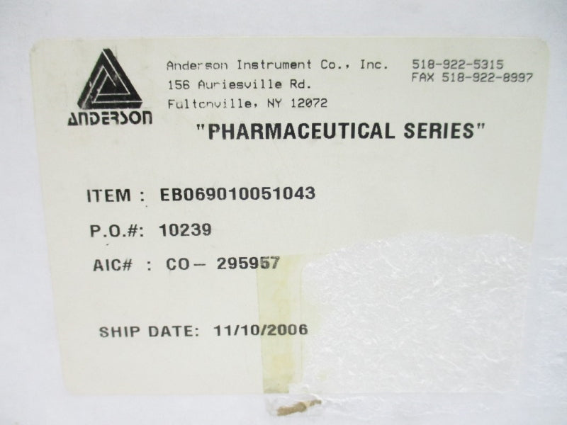 ANDERSON INSTRUMENT EB069010051043 0-60PSI NSMP