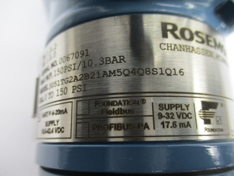 ROSEMOUNT 3051TG2A2B21AM5Q4Q8S1Q16 10.5-42.4VDC 150PSI NSNP