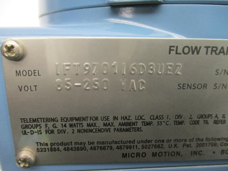 MICRO MOTION IFT9701I6D3UEZ 85-250VAC NSNP