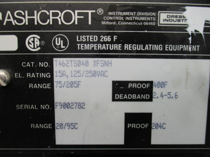 ASHCROFT T462TS040 125/250VAC 15A 75'/205'F NSNP
