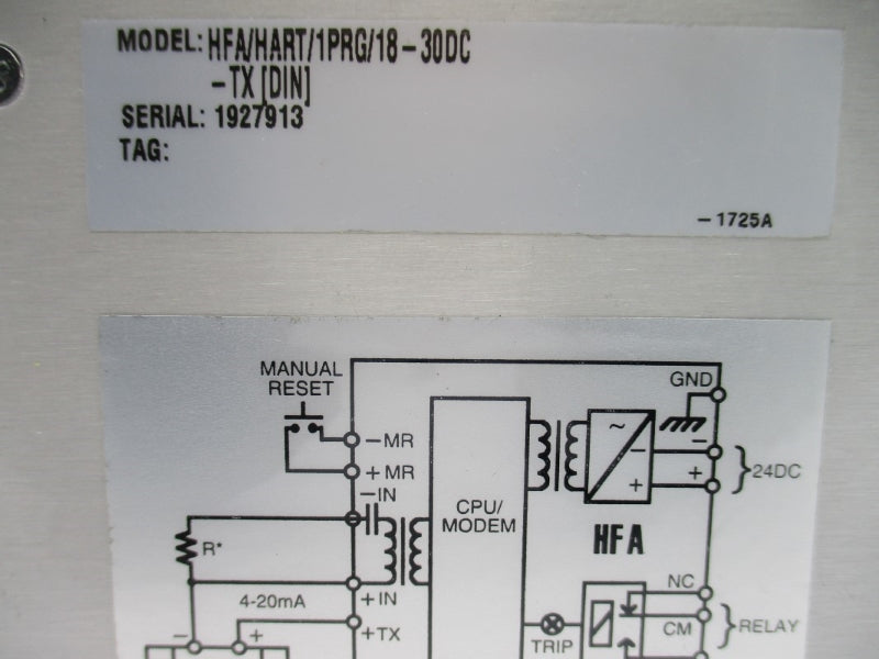 MOORE INDUSTRIES HFA/HART/1PRG/18-30DC-TX(DIN) 24VDC NSNP