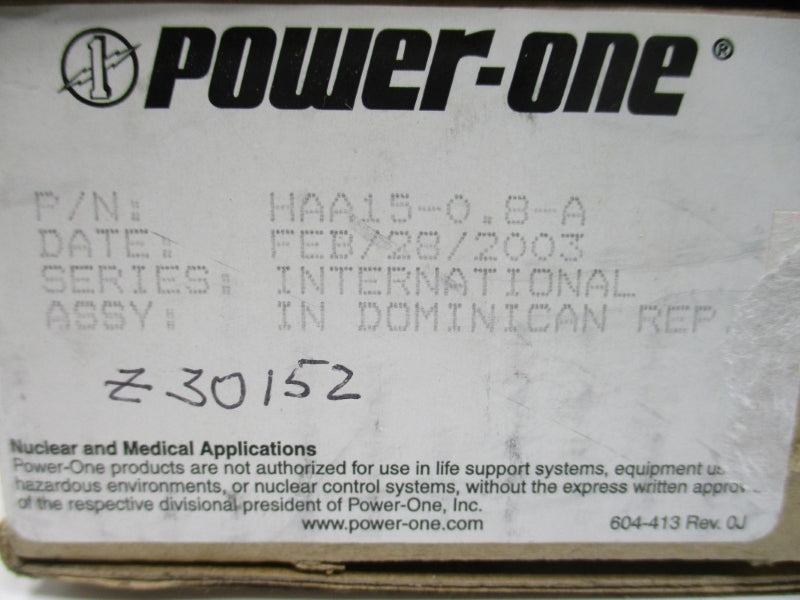 POWER-ONE HAA15-0.8A 230/240VAC 0.8A NSMP