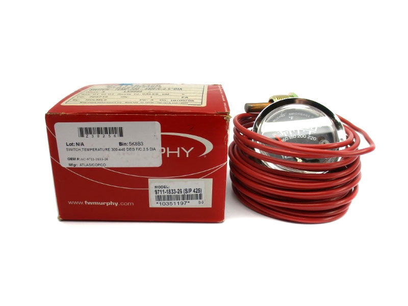 FW MURPHY 9711-1833-26 A25TEF-440-20-1/2-DO865 120VAC 4A 300'-440'F NSMP