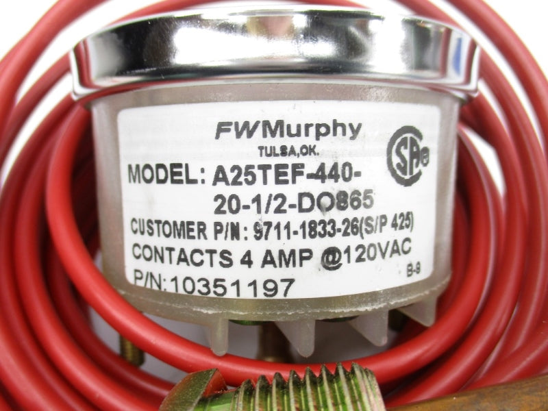 FW MURPHY 9711-1833-26 A25TEF-440-20-1/2-DO865 120VAC 4A 300'-440'F NSMP