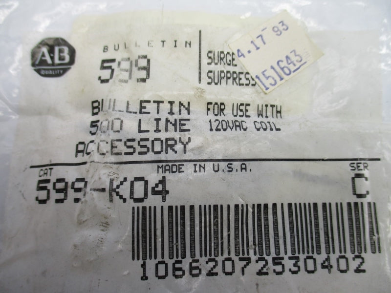 ALLEN BRADLEY 599-KO4 SER. C 120VAC NSMP