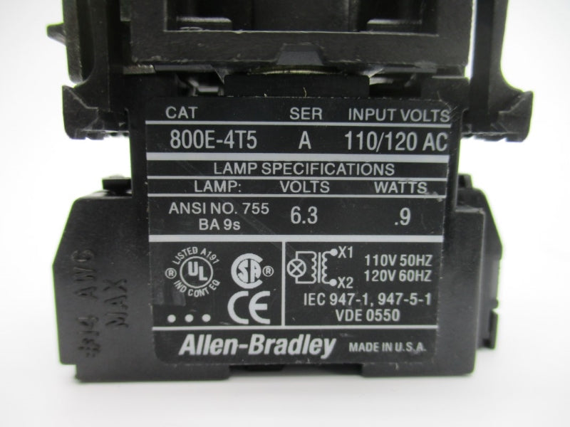 ALLEN BRADLEY 800E-4T5 SER. A 110/120VAC NSNP