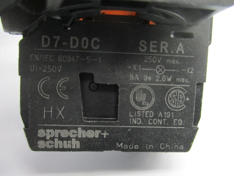 SPRECHER+SCHUH INDICATOR LIGHT W/D7-D0C SER. A 250V NSNP