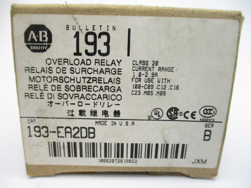 ALLEN BRADLEY 193-EA2DB SER. B 690V 1.0-2.9A (BR/WH) NSMP
