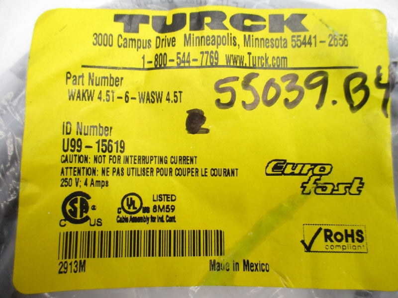 TURCK WAKW4.5T-6-WASW4.5T U99-15619 250V 4A NSMP