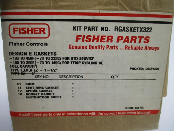 FISHER CONTROLS RGASKETX322 NSFS