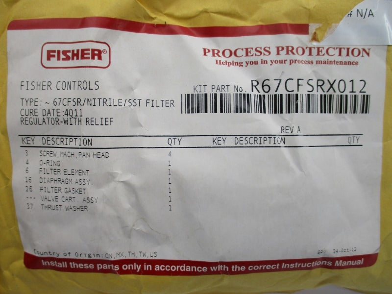 FISHER CONTROLS R67CFSRX012 NSFS
