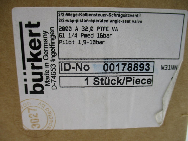 BURKERT 00178893 2000A32,0PTFEVA NSMP