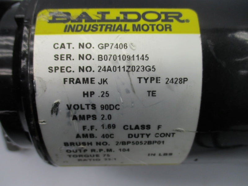 BALDOR GP7406 24A011Z023G5 90VDC 2.0A NSNP