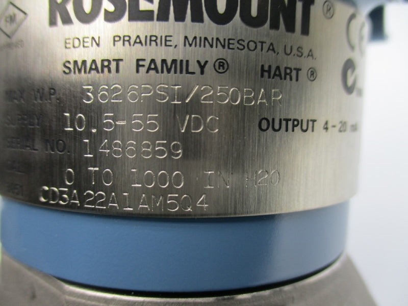 ROSEMOUNT 3051CD3A22A1AM5Q4 10.5-55VDC 3626PSI NSNP