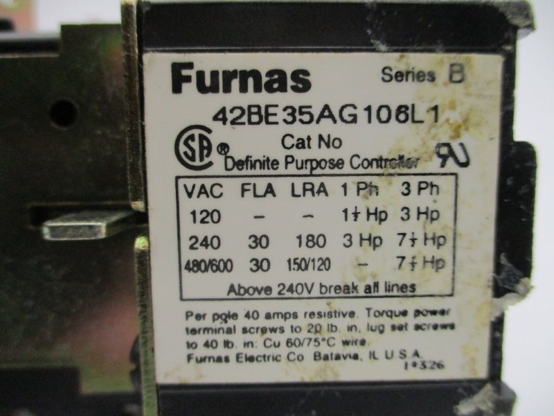 FURNAS 42BE35AG106L1 SER. B 480/600VAC 30A NSNP