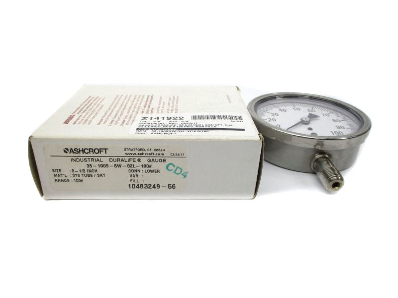 ASHCROFT 35-1009-SW-02L-100# 0-100PSI 3-1/2" NSMP