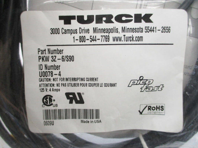TURCK PKW3Z-6/S90 U0078-4 125V 4A NSMP